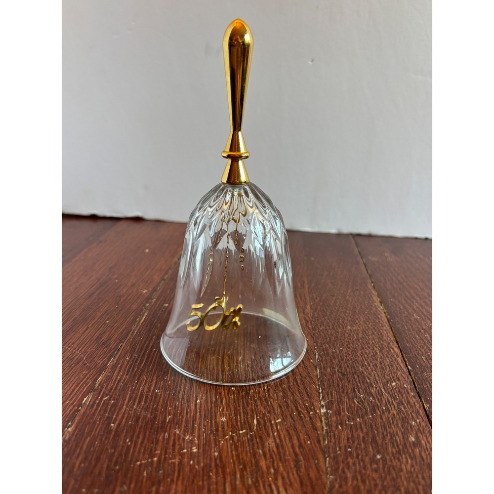 Gerity Products 24% Lead Crystal 50th Anniversary Bell 24K Gold Plate Charm